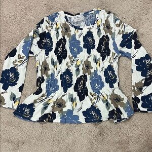 Cupio Blue and Brown Floral Blouse